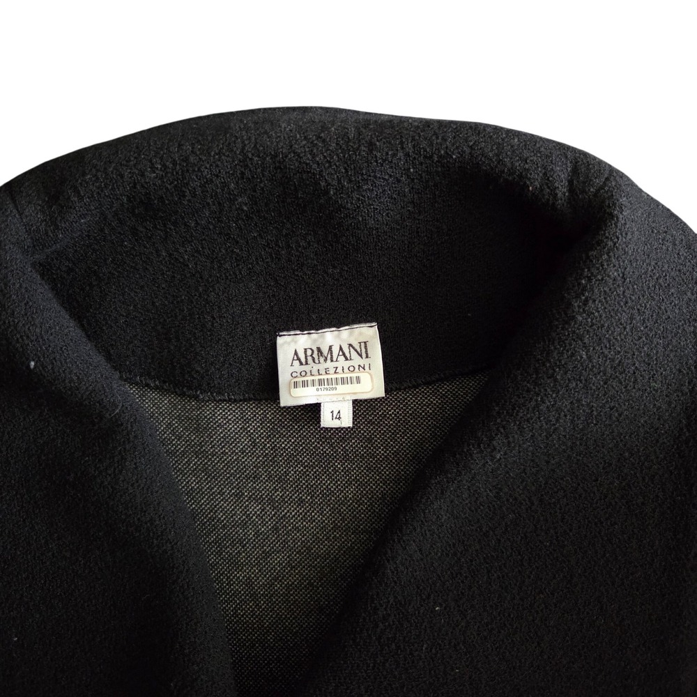 Armani Collezioni Womens Black Wool Blend Button Front Coat Jacket Size 14 - Picture 5 of 5
